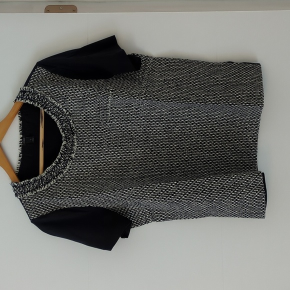 J. Crew Navy& Gray Tween Dilk Front Short Sleeves Tee Career Office Preppy Sz L - Picture 4 of 7